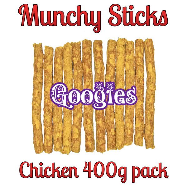 Googies Munchy Sticks Chicken pack of 400g Dog Treats