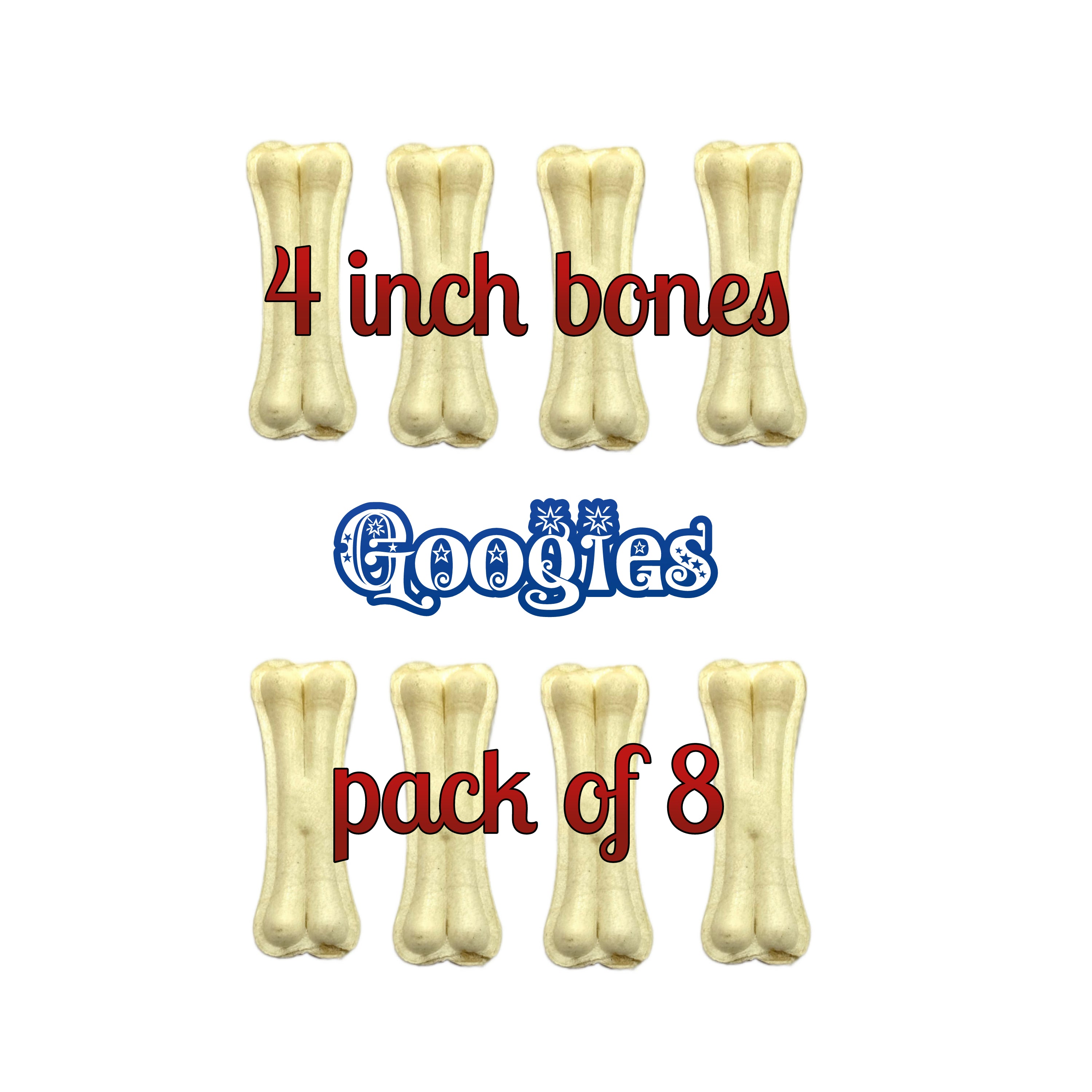 Googies Dog Chew Bones 4 inch pack of 8