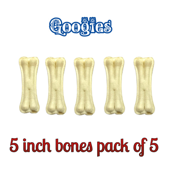 Googies Dog Chew Bones 5 inch pack of 5